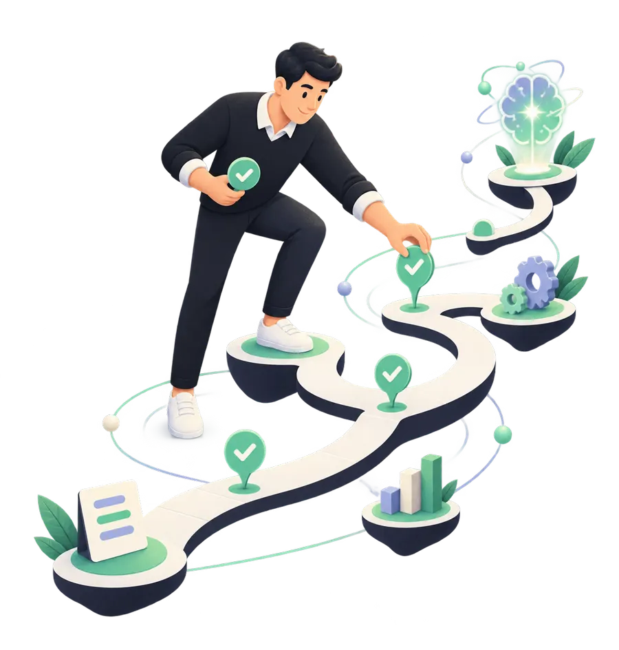 KI-Illustration: Berater bei der Planung einer KI-Roadmap (KI-generiert)